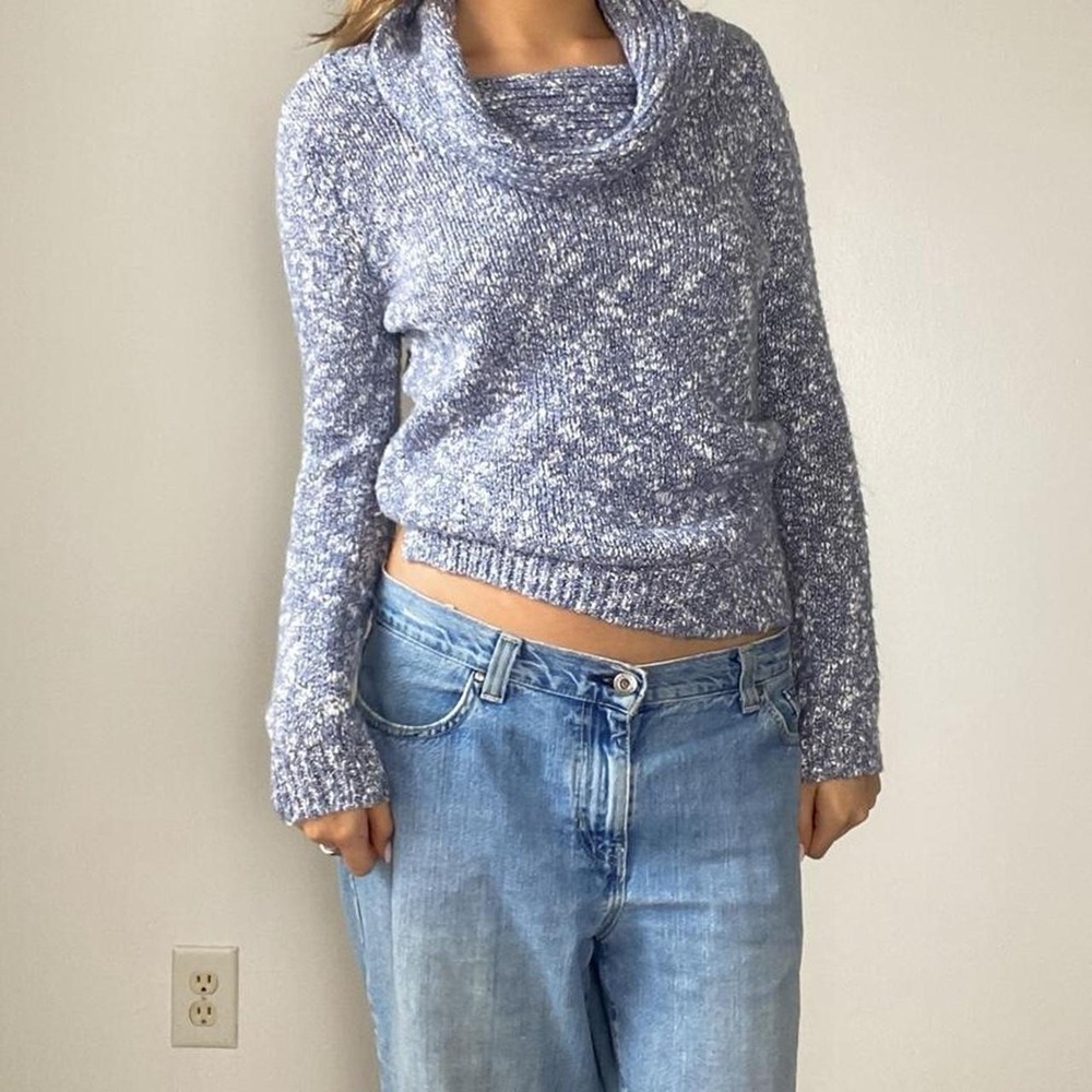croft & barrow blue marled cowlneck sweater